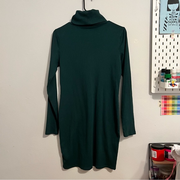 Wild Fable Turtleneck Ribbed Bodycon Dress Large Forest Green - Picture 2 of 4